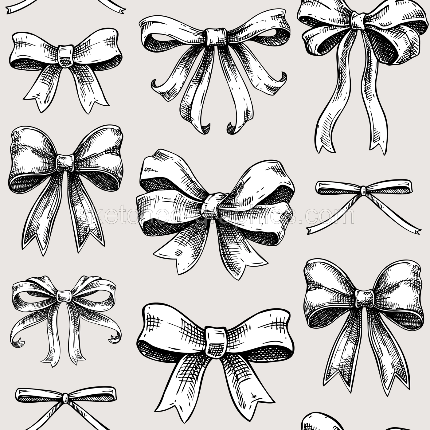 Rococo background. Coquette bow sketches. Victorian seamless pattern. Vintage baroque ribbons. Hand-drawn vector illustrations. NOT AI generated Illustration